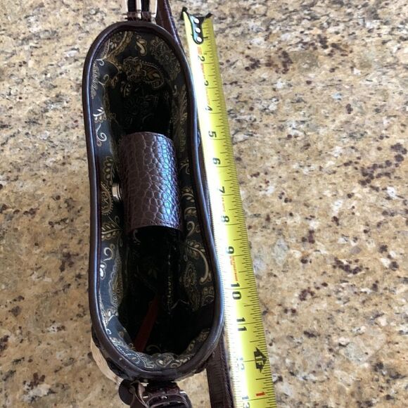 Brighton Weaved Straw Croc Embossed Leather Trudy Rattan Purse Shoulder Bag - Picture 10 of 11